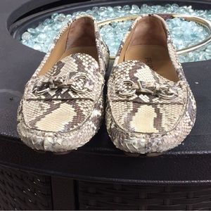Prada, snakeskin print loafers